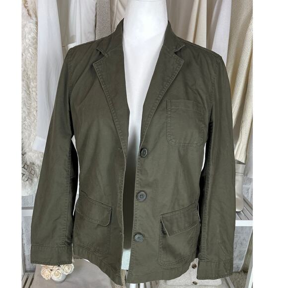 Gap Women's Sz XL 100% Cotton Olive Green Button Up Utility Blazer Jacket #0562 - Picture 2 of 11